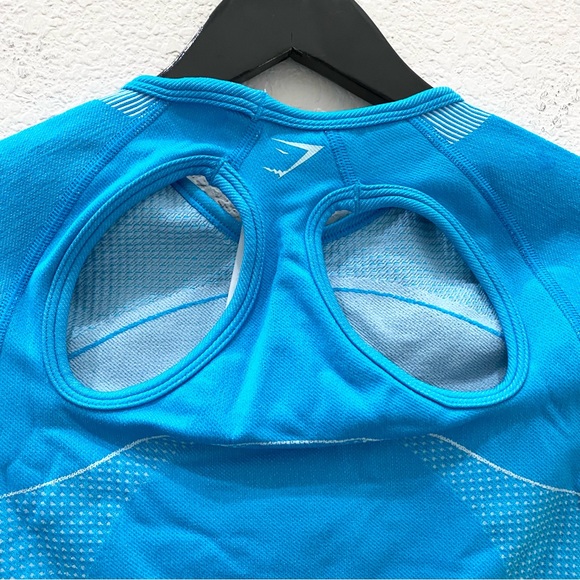GYMSHARK Neon Blue Ultra Seamless Crop Top Size S - Picture 7 of 13